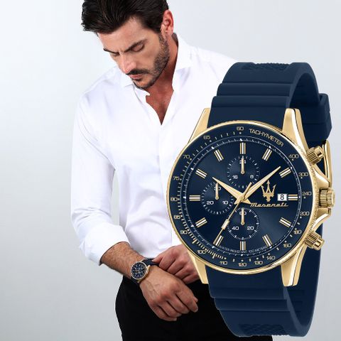品牌年度新款MASERATI 瑪莎拉蒂 SFIDA系列 三眼計時手錶 R8871640004