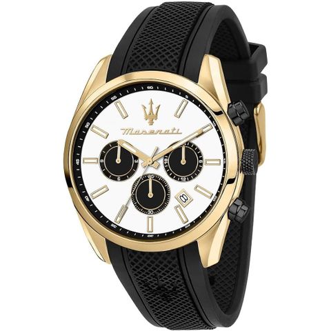 MASERATI 瑪莎拉蒂 【愛時】 Attrazione 高貴金網格錶帶日期顯示矽膠腕錶 R8851151001