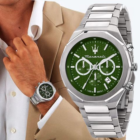 ▼原廠公司貨▼MASERATI 瑪莎拉蒂 Stile系列 三眼計時手錶 R8873642011