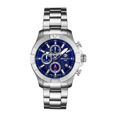 【Bentley 賓利】AQUAMARINE系列 三眼不銹鋼手錶( 藍面 / 銀 BL1796-50WNI)