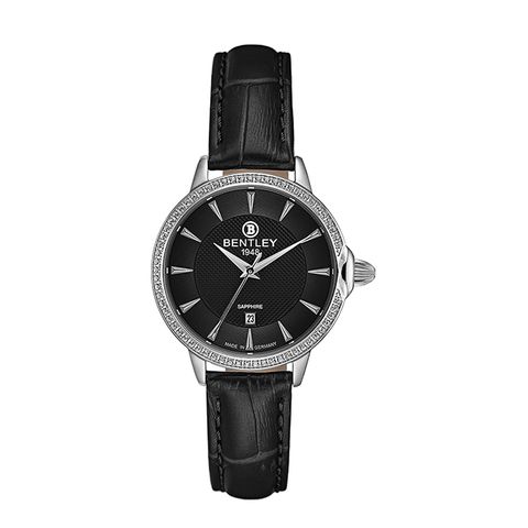 【BENTLEY賓利】 Aurora系列 時尚手錶 (黑面/銀 BL1827-101LWBB)