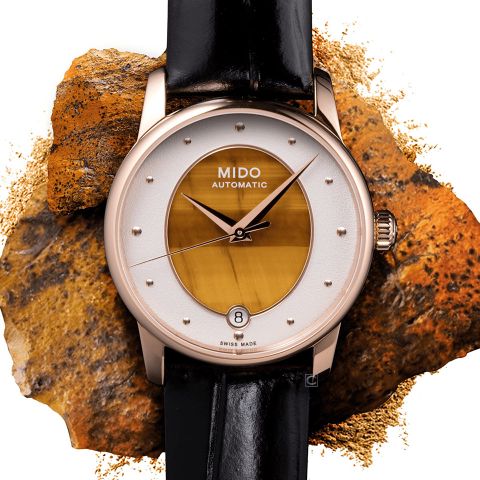 MIDO 美度 官方授權經銷商 Baroncelli系列虎眼石機械錶(M0352073647100)33mm