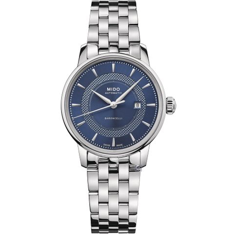 MIDO 美度 官方授權 BARONCELLI SIGNATURE 永恆系列經典女錶(M0372071104101)藍30mm