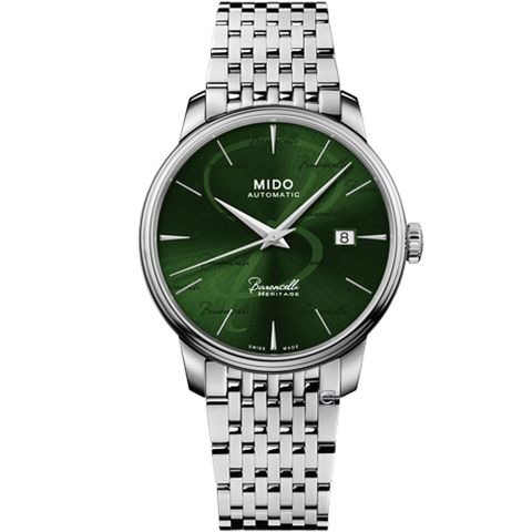 MIDO 美度官方授權經銷商 Baroncelli 超薄復刻機械錶-綠/39mm M0274071109100