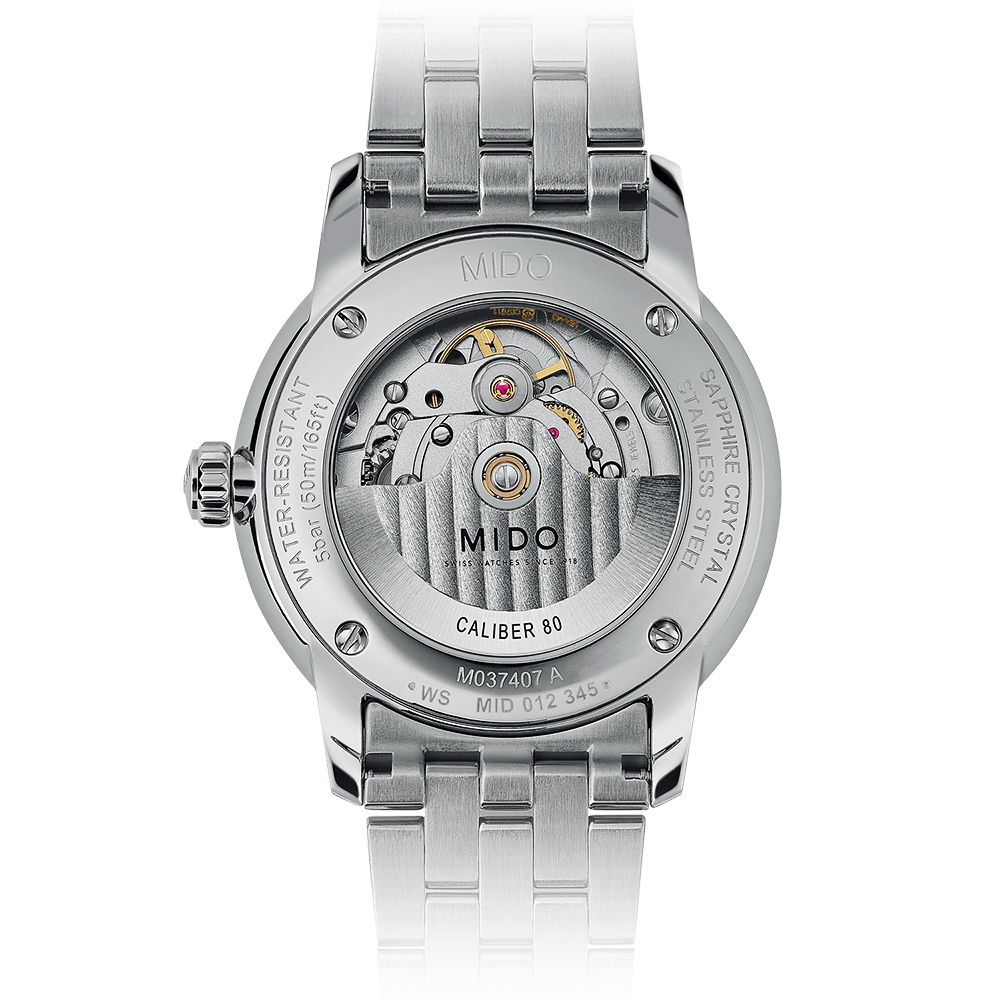 WATER (50m/165ft)MIDOMIDO    CALIBER 80M037407 AMID 012 345 STEELSAPPHIRE CRYSTAL