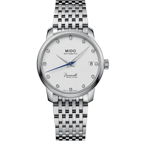 MIDO 美度 Baroncelli 永恆系列 鑽石機械女錶-銀/33mm M0272071101600