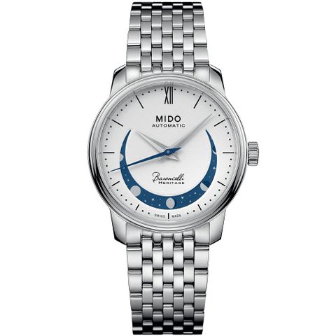 MIDO 美度 官方授權 Baroncelli 永恆系列 微笑月相機械女錶-33mm M0272071101001