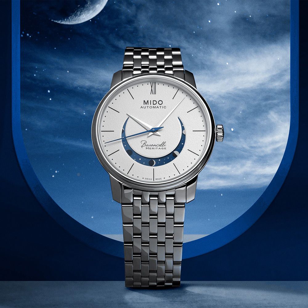 MIDO 美度 官方授權 Baroncelli 永恆系列 微笑月相機械錶-39mm M0274071105000