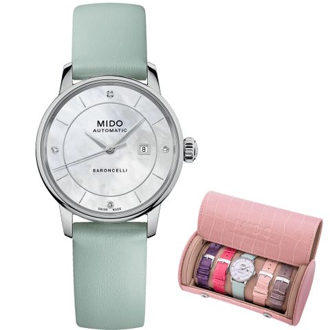 MIDO 美度 Baroncelli 永恆系列 經典漾彩機械鑽石女錶 套錶 M0372071610600