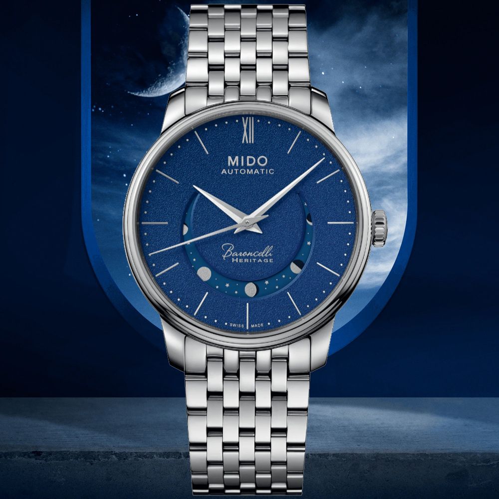 MIDO 美度 BARONCELLI 永恆系列 微笑月相機械腕錶 雙11 特惠 39mm / M0274071104000