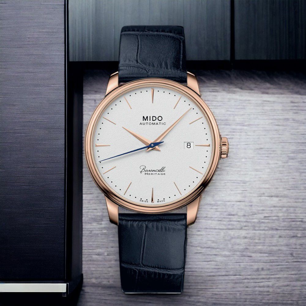 MIDO 美度 Baroncelli 簡約超薄機械腕錶-白x黑39.5mm/ M0274073626100