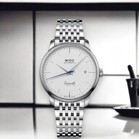 MIDO 美度錶 Baroncelli 簡約超薄機械腕錶-白39.5mm M0274071101100