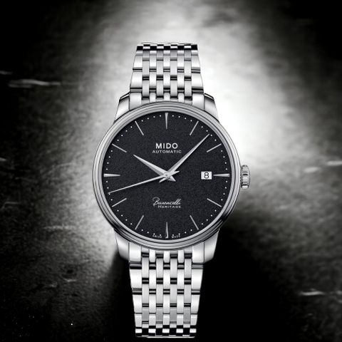 MIDO 美度錶 Baroncelli 簡約超薄機械腕錶-黑39.5mm M0274071105100