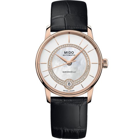 MIDO 美度 Baroncelli 奢華優雅真鑽機械錶 女錶-M0378073603100