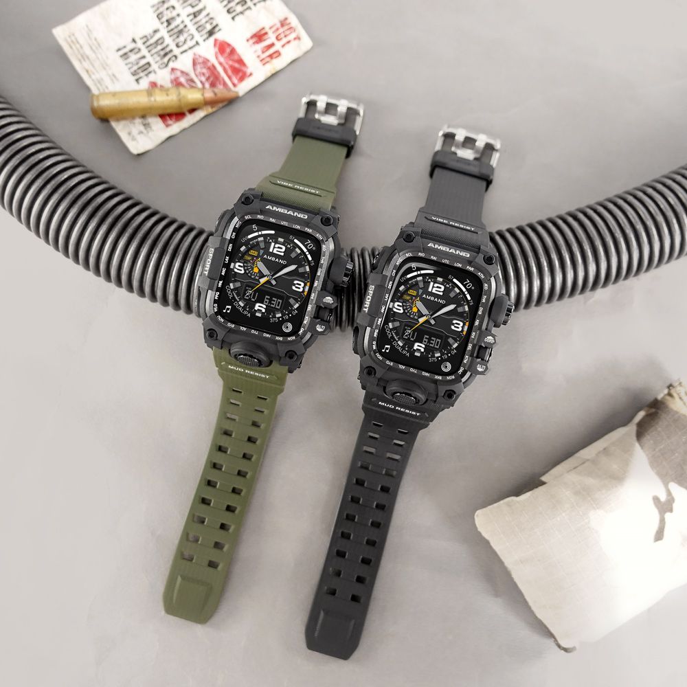 Amband  / 45mm / Apple Watch 專用保護殼帶 軍規級 TPU錶帶 軍綠色M3-CASE-BAND-45-GREEN