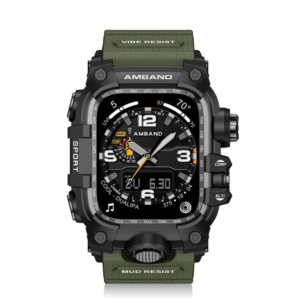 Amband  / 45mm / Apple Watch 專用保護殼帶 軍規級 TPU錶帶 軍綠色M3-CASE-BAND-45-GREEN