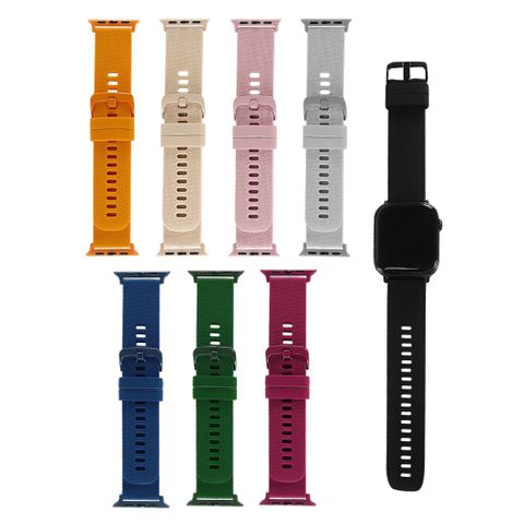 Apple Watch 全系列通用錶帶 蘋果手錶替用矽膠錶帶 紫紅/芒果黃/淺粉/淺灰/深綠/深藍/黑/古董白色