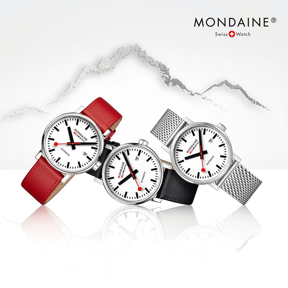 Mondaine 瑞士國鐵 evo2 Automatic時光走廊自動機械錶 - 霧銀/米蘭鋼帶35mm (35610SM)