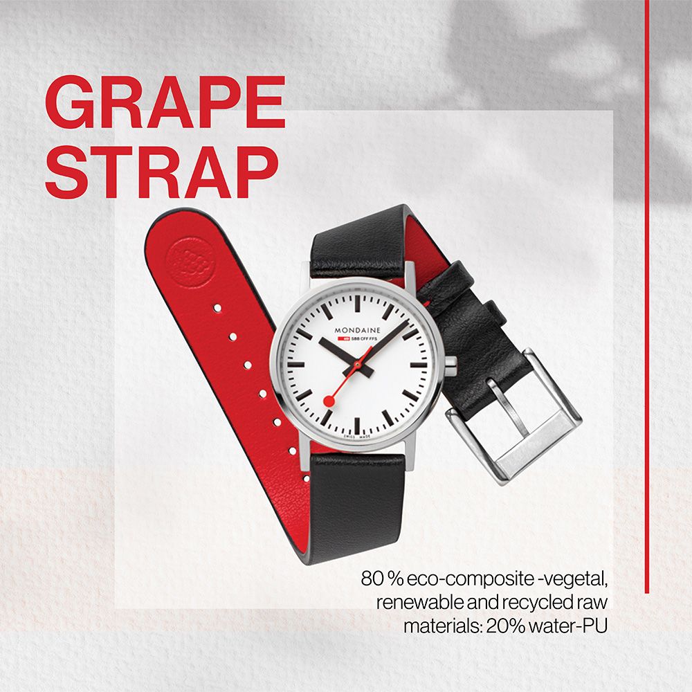 GRAPESTRAPMONDAINE80% eco-composite-vegetal,renewable and recycled rawmaterials: 20% water-PU