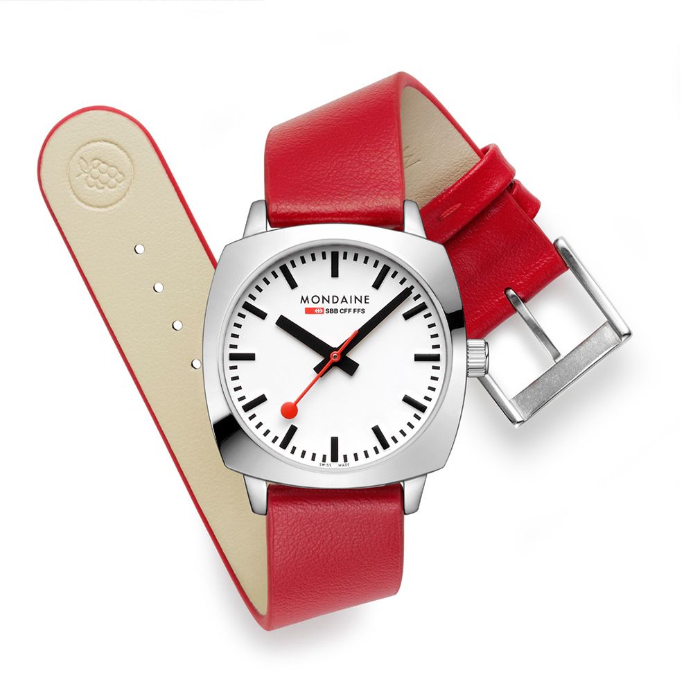 Mondaine 瑞士國鐵Petite Cushion方圓系列腕錶– 紅/ 31110LCV - PChome