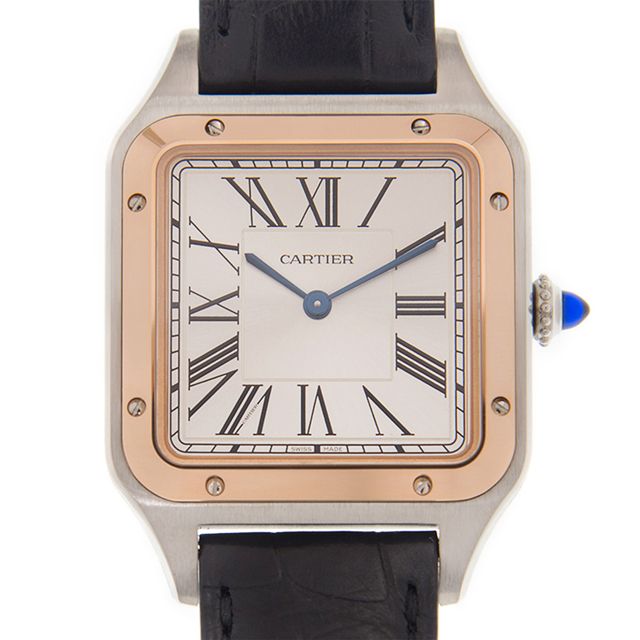 CARTIER 卡地亞   SANTOS-DUMONT玫瑰金羅馬數字皮帶超大型款(W2SA0017)x 46.6mm