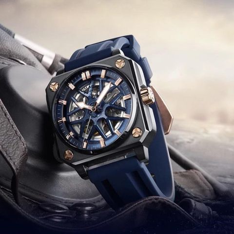 【ROMAGO 雷米格】極速系列 WANgT RM105-SP 限量 贈真皮錶帶 碳纖維 鏤空 機械錶 跑車 造型 八角 矽膠
