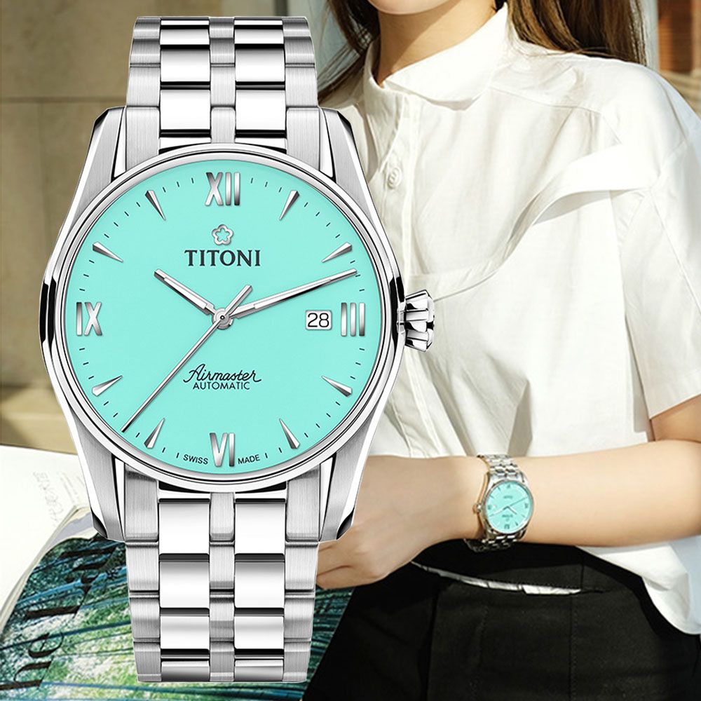 TITONI 梅花錶 空中霸王系列 羅馬時標 機械腕錶 618 年中慶 禮物 / 40mm / 83908S-691