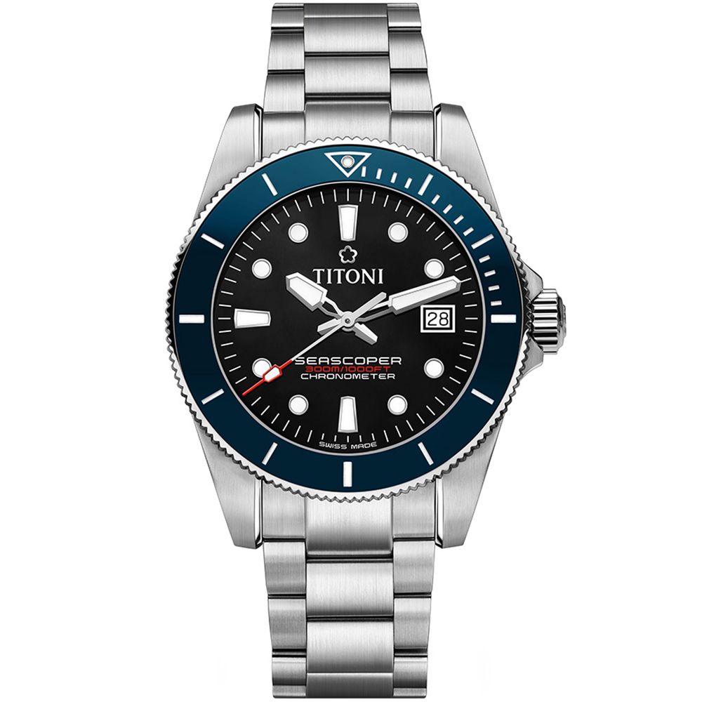 TITONI 梅花錶 海洋探索 SEASCOPER 300 天文台認證 陶瓷圈 潛水機械腕錶 618 年中慶 禮物 42mm / 83300S-BE-706