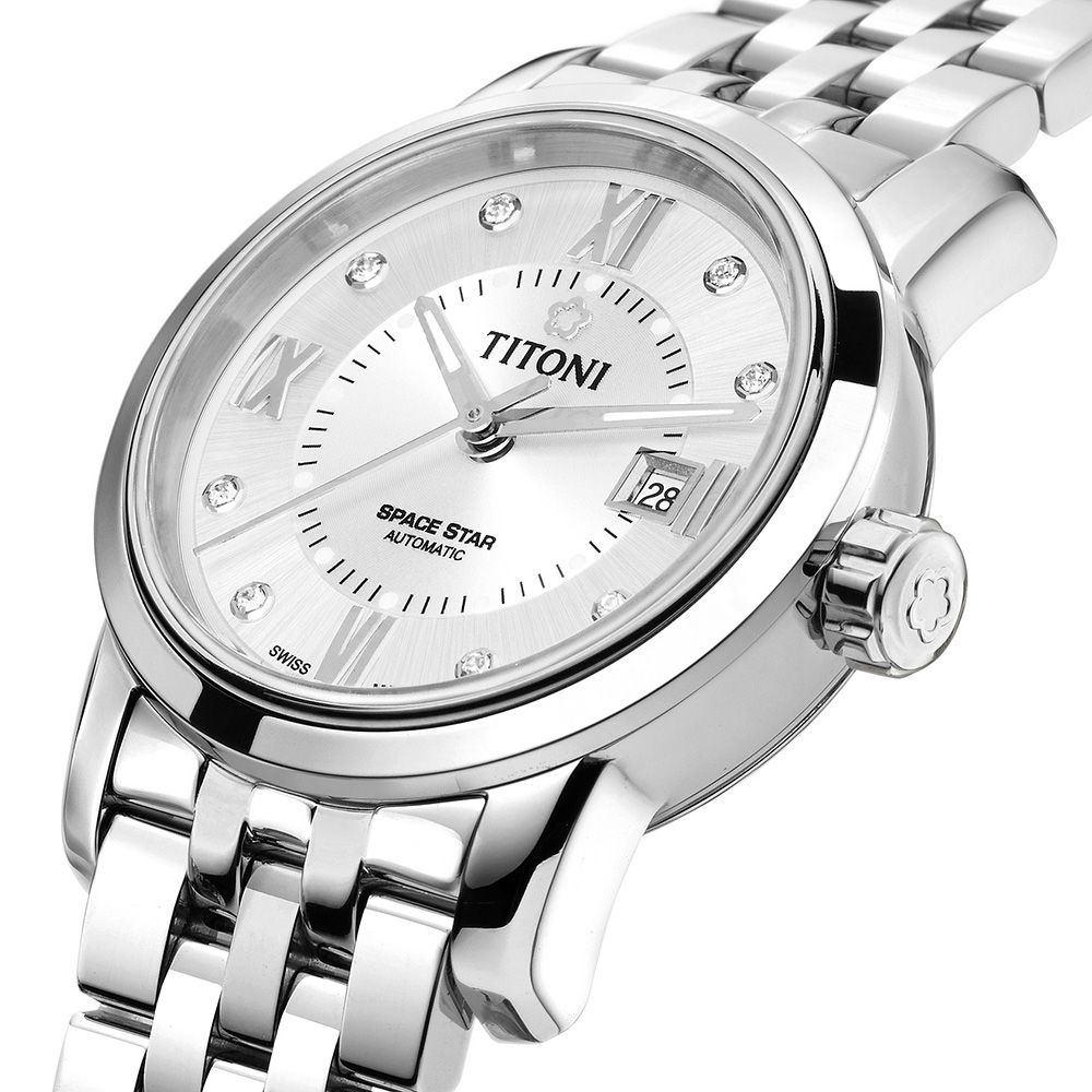 TITONI 梅花錶 天星系列 鋯石 機械腕錶 618 年中慶 禮物 / 28mm / 23538S-099