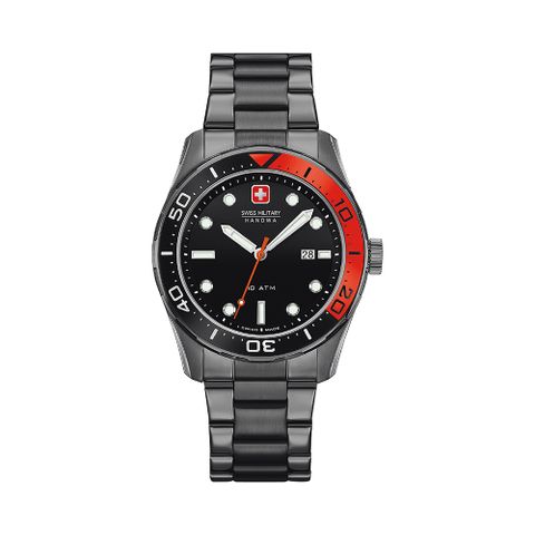 【SWISS MILITARY HANOWA】AQUALINER 紅黑個性日期腕錶 SM14018JSU03.H02MS