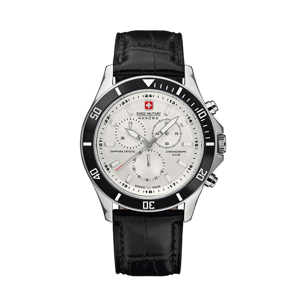 SWISS MILITARY HANOWA FLAGSHIP CHRONO 三眼旗艦計時日期腕錶 SM14286JSNBK.H04TXS