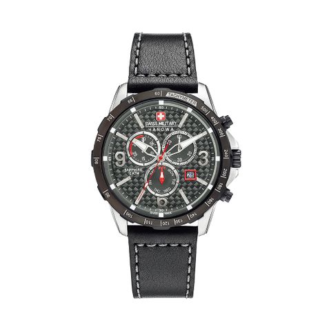 SWISS MILITARY HANOWA ACE CHRONO 三眼賽車計時日期腕錶 SM14449XSTBBK.H04S