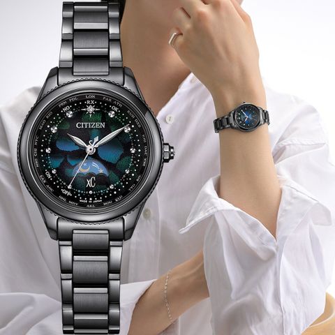 CITIZEN 星辰 XC 宇宙幻彩 台灣限定 Hebe 田馥甄廣告款月相 電波錶-EE1008-56E