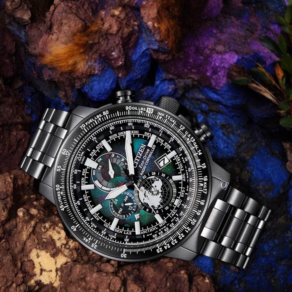 CITIZEN 星辰 Promaster 宇宙幻彩 光動能錶 電波錶 飛行滑尺 男錶-BY3005-56E