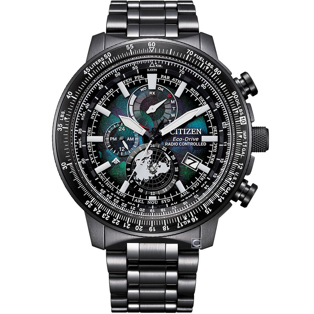 CITIZEN 星辰 Promaster 宇宙幻彩 光動能錶 電波錶 飛行滑尺 男錶-BY3005-56E