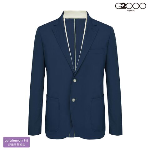 G2000時尚雙釦平紋西裝外套-藍色