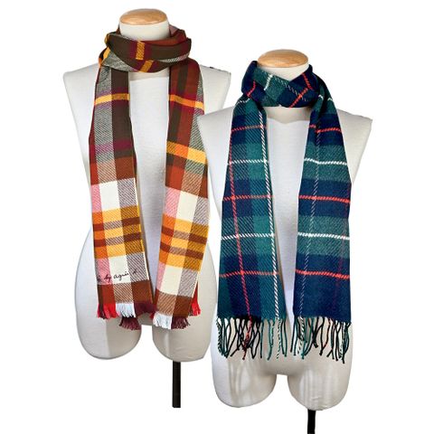 agnes b.蘇格蘭格紋圍巾-三色選