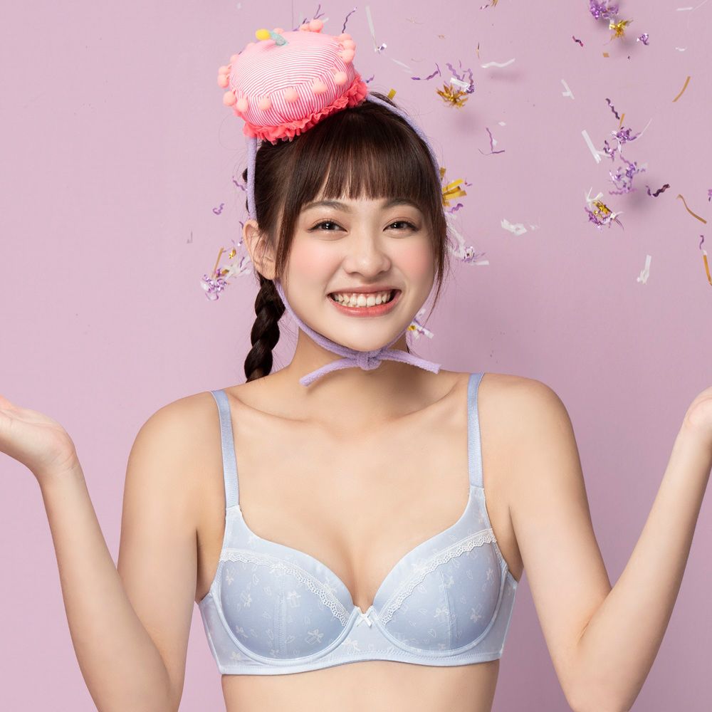Wacoal 華歌爾 嬪婷-FTC系列-小幸運印花 D罩杯內衣(天空紫)-BB3647V7