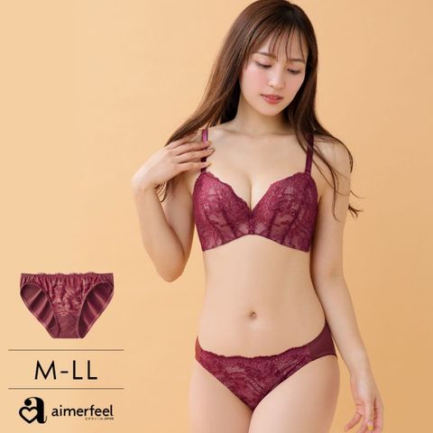 aimerfeel 全蕾絲三角內褲-酒紅色-1101321-BO