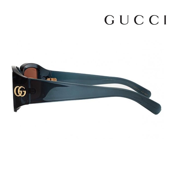 GUCCI 古馳  GG1403S 003 54mm 果凍透明感 長方形框墨鏡 膠框太陽眼鏡 茶色鏡片/藍綠色框