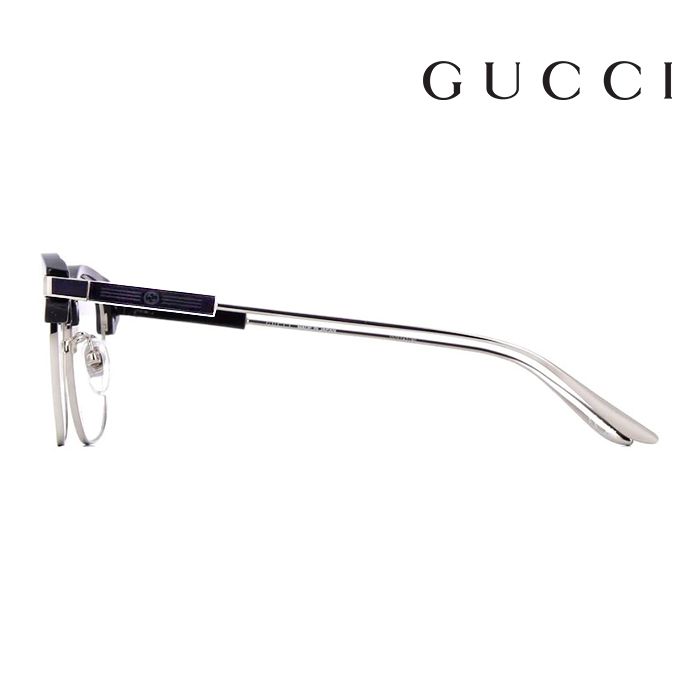 GUCCI 古馳 	 光學鏡框 GG1439OK 001 53mm 方形鏡框 眉框眼鏡 黑/銀