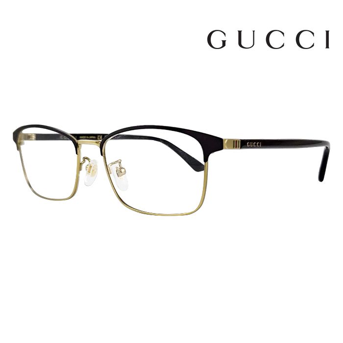 GUCCI 古馳  鈦金屬 光學鏡框 GG1475OJ 001 55mm 長方形鏡框 眉框眼鏡 霧面色 黑金