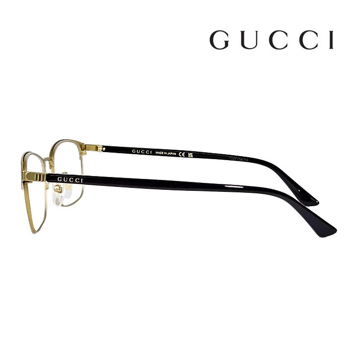 GUCCI 古馳  鈦金屬 光學鏡框 GG1475OJ 001 55mm 長方形鏡框 眉框眼鏡 霧面色 黑金