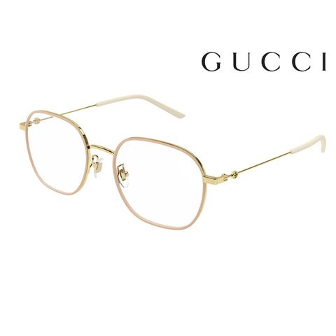 GUCCI 古馳 光學鏡框 GG1198OA 002 53mm 橢圓方形框眼鏡 LOGO鏡腳 金色