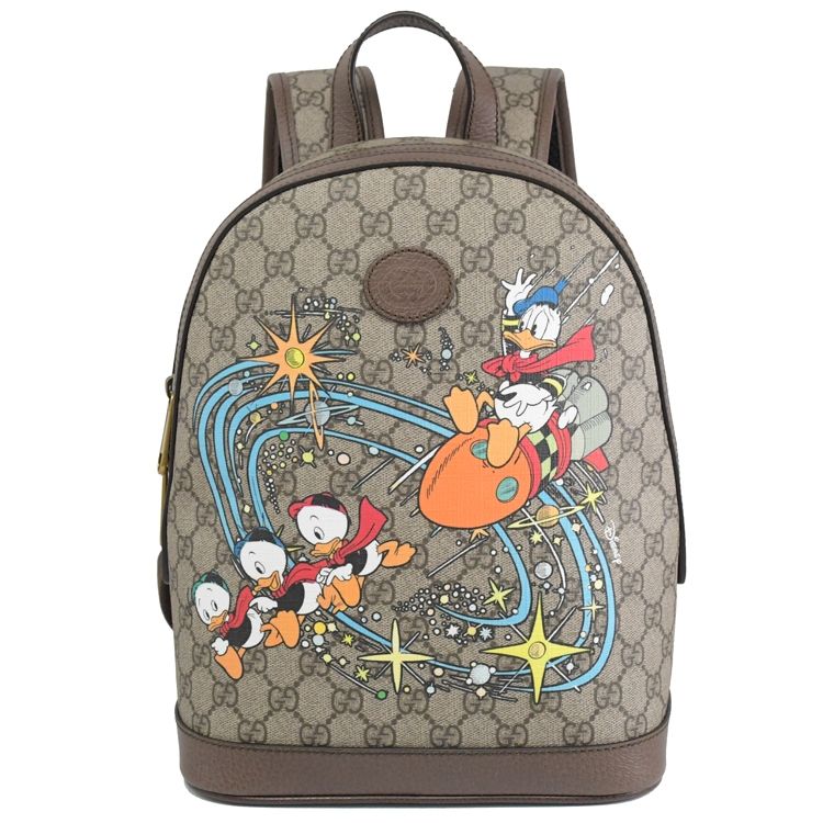 GUCCI 552884 DISNEY聯名唐老鴨印花拼接休閒後背包.駝- PChome 24h購物