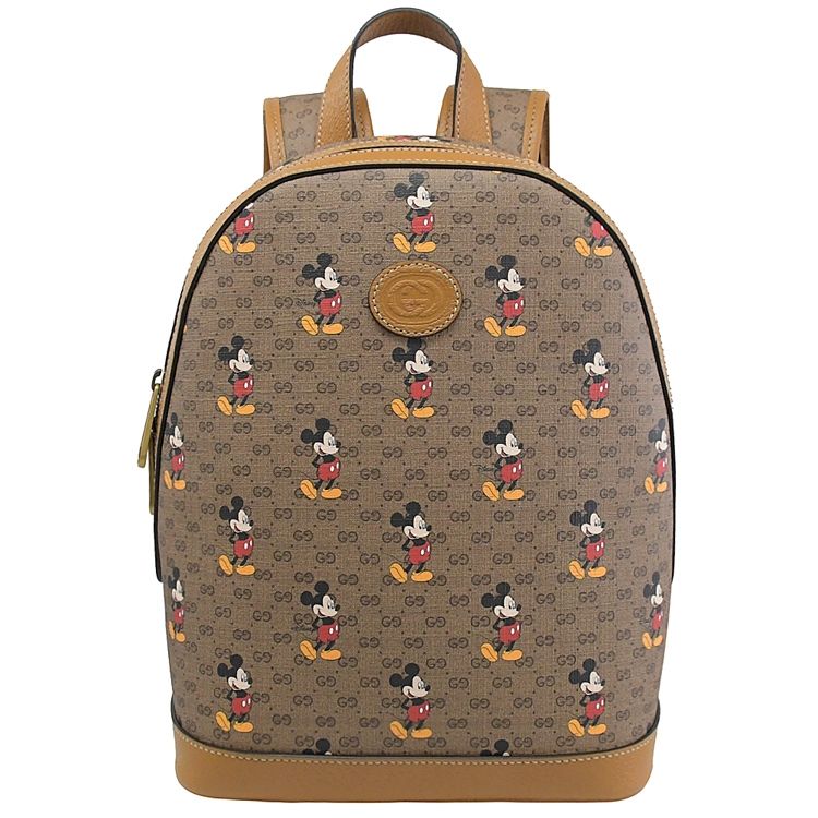 GUCCI 552884 DISNEY聯名米奇印花拼接休閒後背包.駝- PChome 24h購物