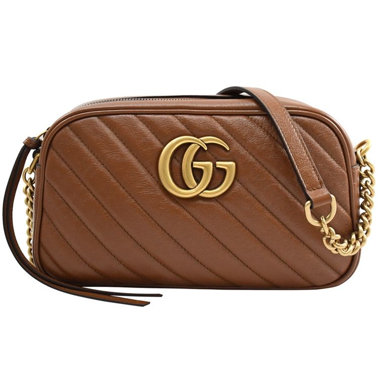 GUCCI 447632 GG Marmont 24cm 牛皮斜背相機包.焦糖棕- PChome 24h購物