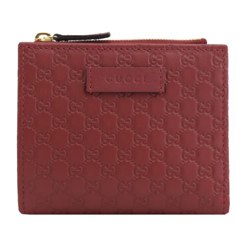 GUCCI 510318 經典小雙G LOGO小牛皮扣式零錢短夾.紅