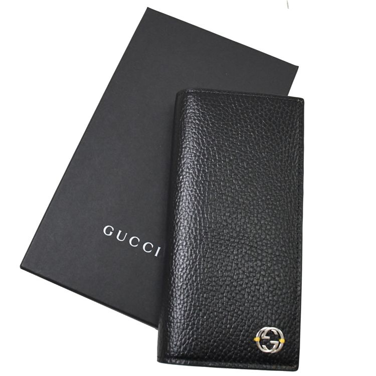 GUCCI 古馳  金屬G LOGO撞色多卡長夾.黑/黃