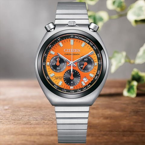 CITIZEN 星辰 Chronograph 牛頭錶 亮橘計時腕錶 禮物推薦 送禮首選 AN3660-81X-81E